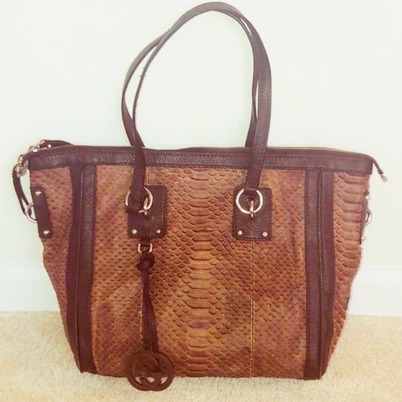 RARE! Gucci Python Leather Tote - Picture 2 of 8